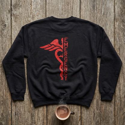 Emergency Department Sweatshirt — Caduceus Back Design, Gift for Nurses & ED Staff