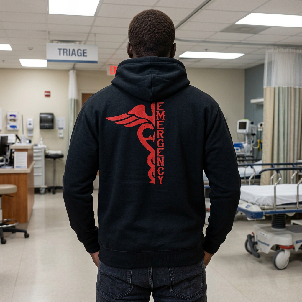 Lub Dub Emergency Caduceus Zip-Up Hoodie — Red & Black ER Streetwear