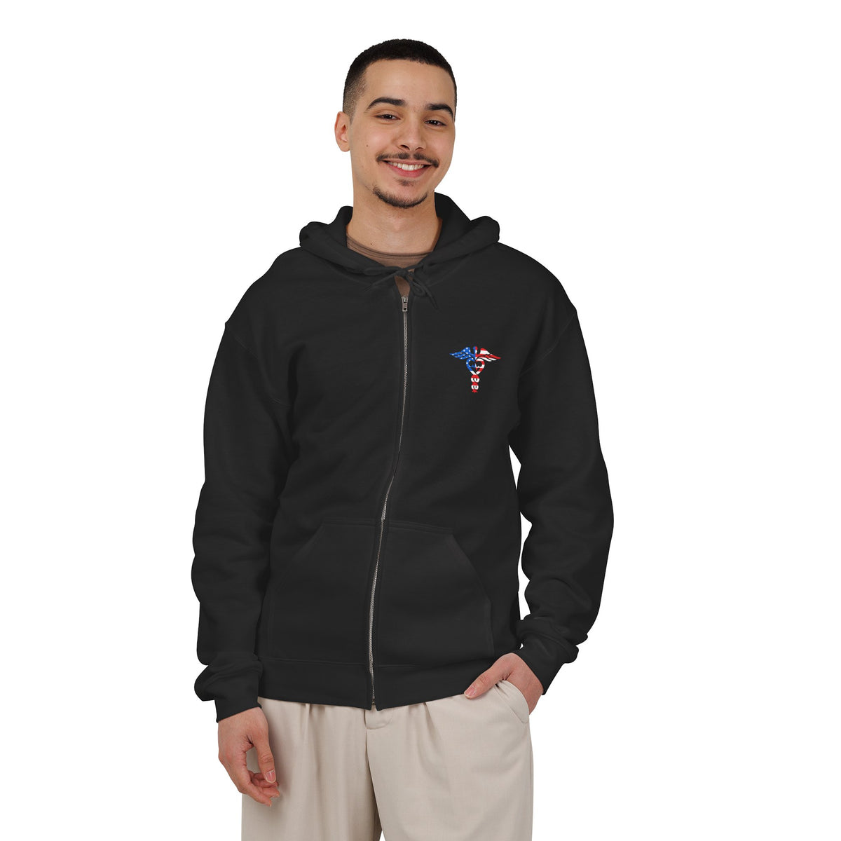 Emergency Department Flag Caduceus Full-Zip Hoodie